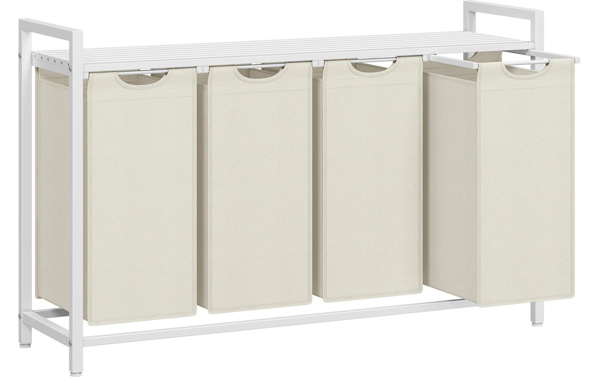 Vasagle Wäschekorb mit Ablage Weiss, 4x 38L 116x33x72.5 cm (LxTxH), Traglast untersch.