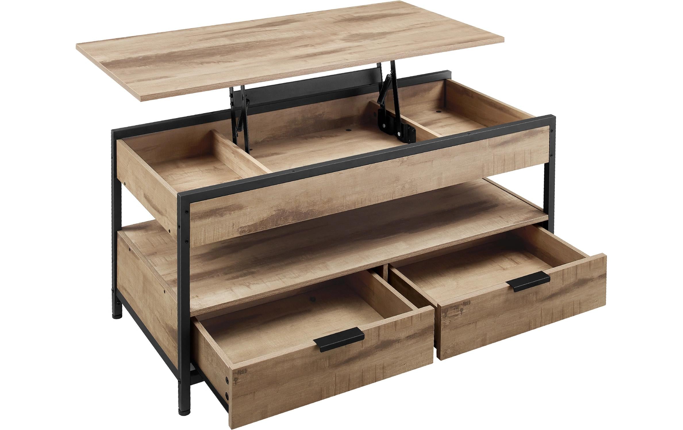 Vasagle Couchtisch Kamelbraun 100x50x48 cm, Spanplatte, Eisen
