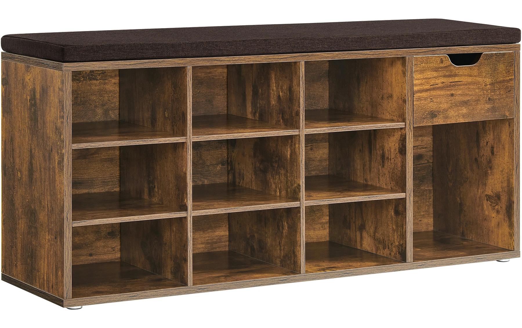 Vasagle Schuhschrank mit Polster,Industrial Look, 104x30.5x48 cm, Spanplatte
