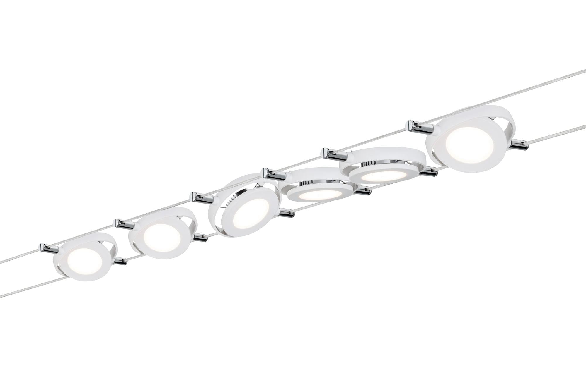 Paulmann LED Seilsystem RoundMac Basisset 6x200lm 6x4,3W 2700K 230/12V Weiss matt