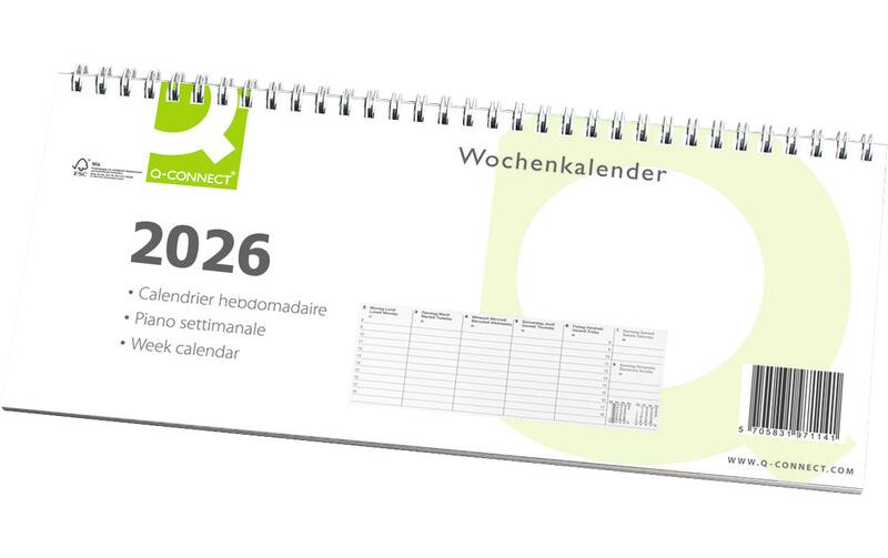 Q-Connect Wochenplaner 2026 28,5 x 12 cm, 1 W pro Seite