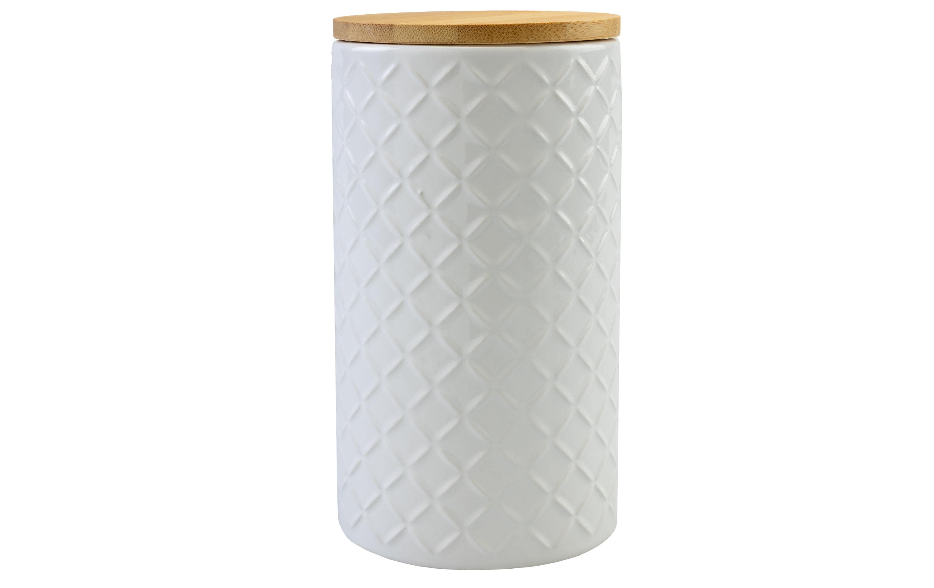 COCON Aufbewahrungsdose weiss Keramik mit Bambusdeckel, 10x18,3cm