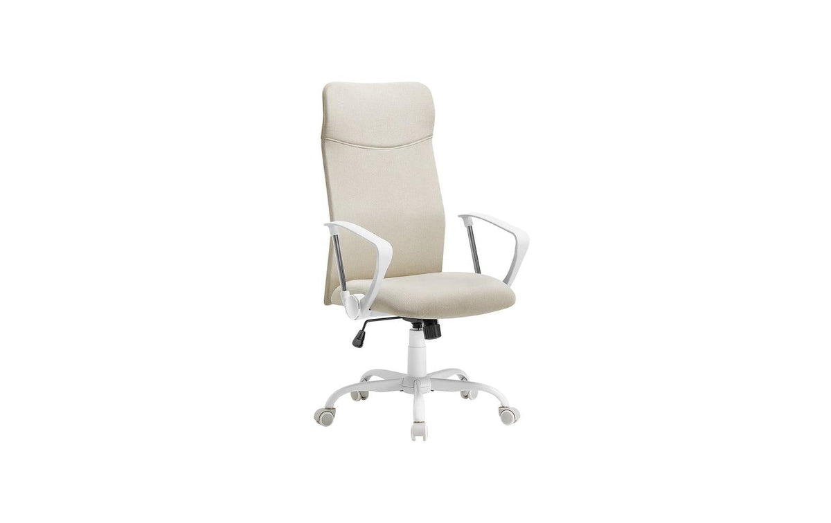 Songmics Bürostuhl Beige mit Armlehnen und Fusskreuz, bis 120kg