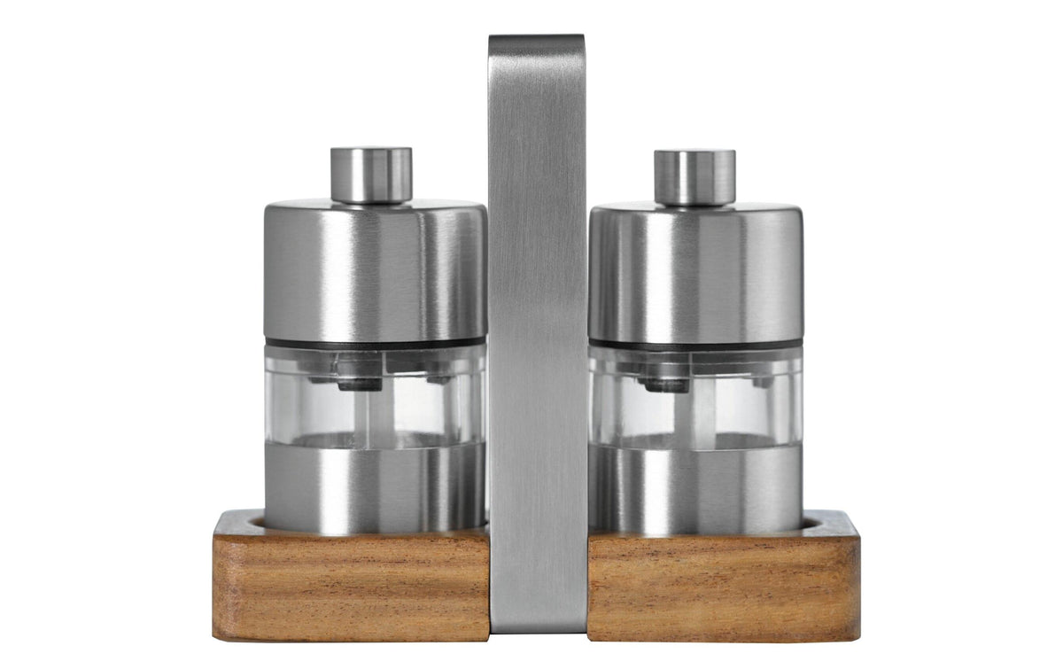 AdHoc Salz-Pfeff. MENAGE MINIMILL ME03 Edelstahl/Akazienholz