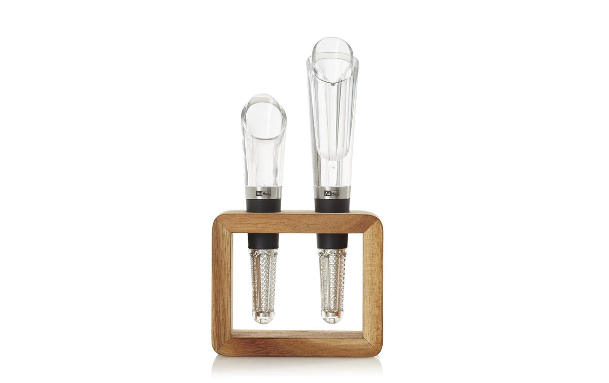 AdHoc Wein-Geniesser-Set 2-tlg. VINE Akazienholz, 9,6 x 4 cm x H 18 cm