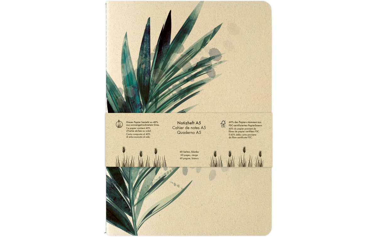 Natur Verlag Notizheft Palmenblatt 14.8 x 21 cm, 60 Seiten, 90gm2, blanko