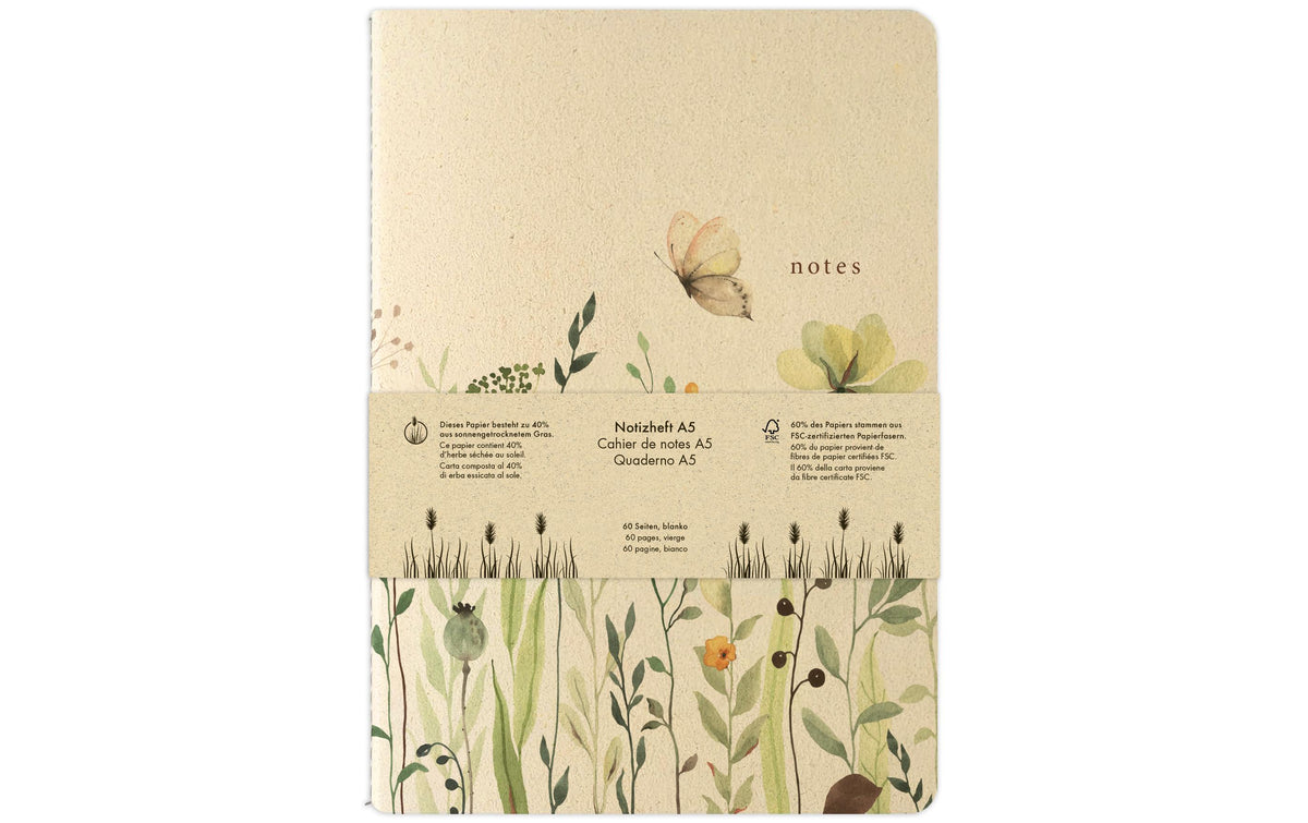 Natur Verlag Notizheft Blumenwiese 14.8 x 21 cm, 60 Seiten, 90gm2, blanko