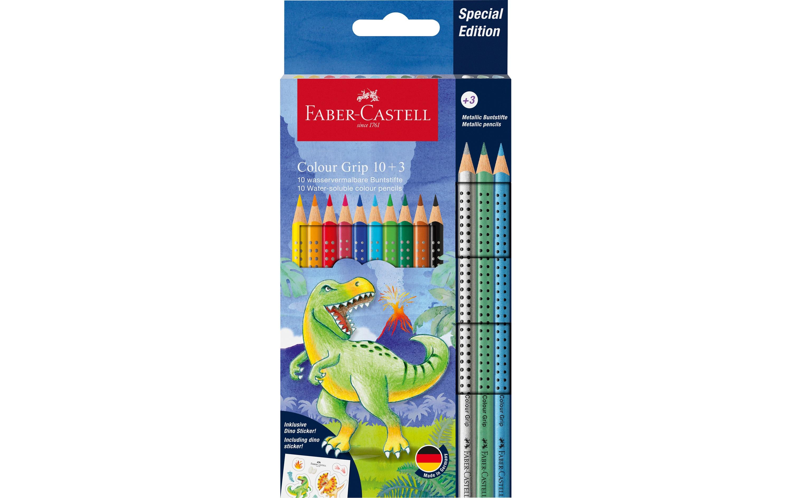 Faber-Castell Farbstift Colour Grip Dino 10+3 Kartonetui