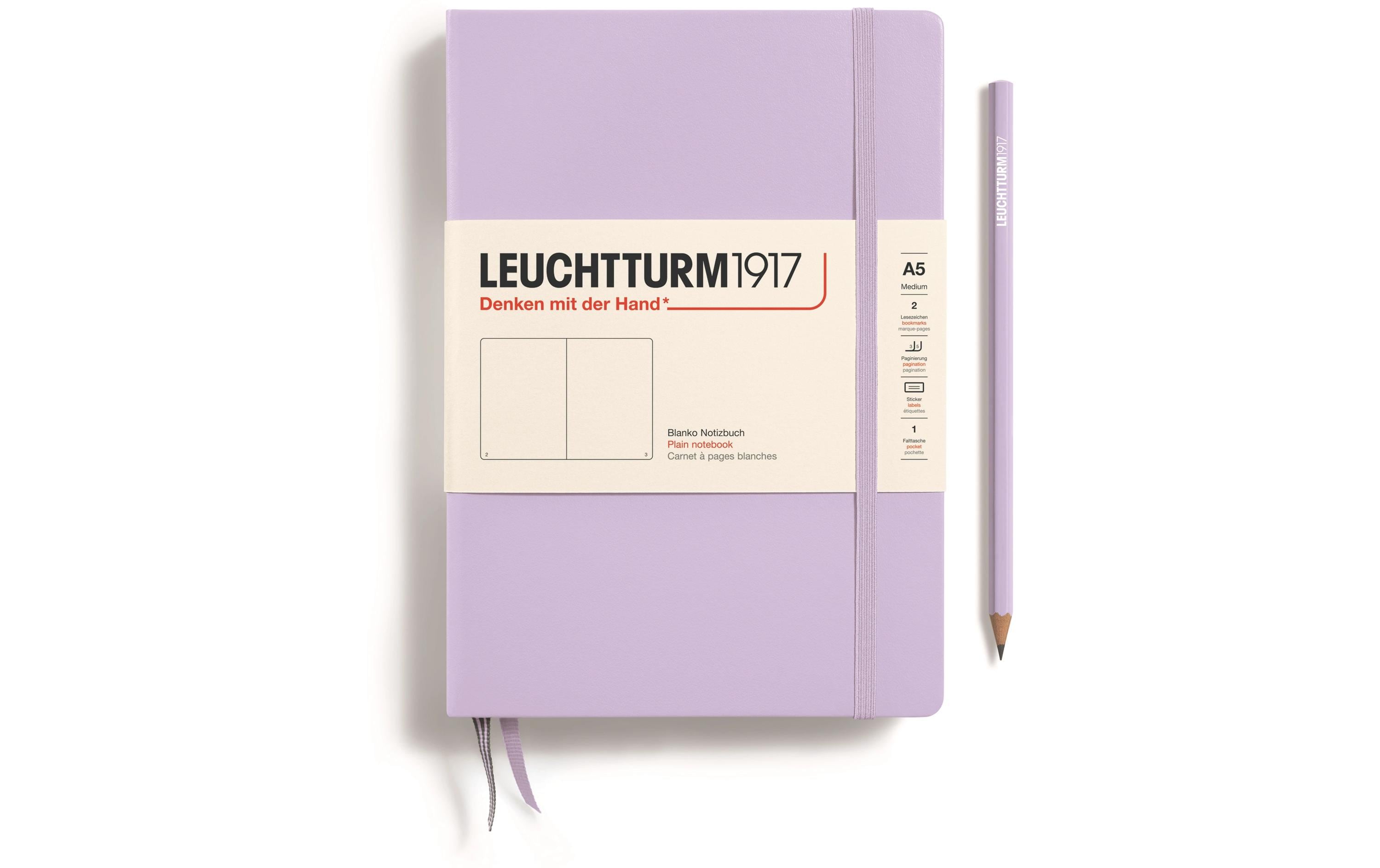 Leuchtturm Notizbuch Medium A5 blanko 251 Seiten, Farbe Lilac