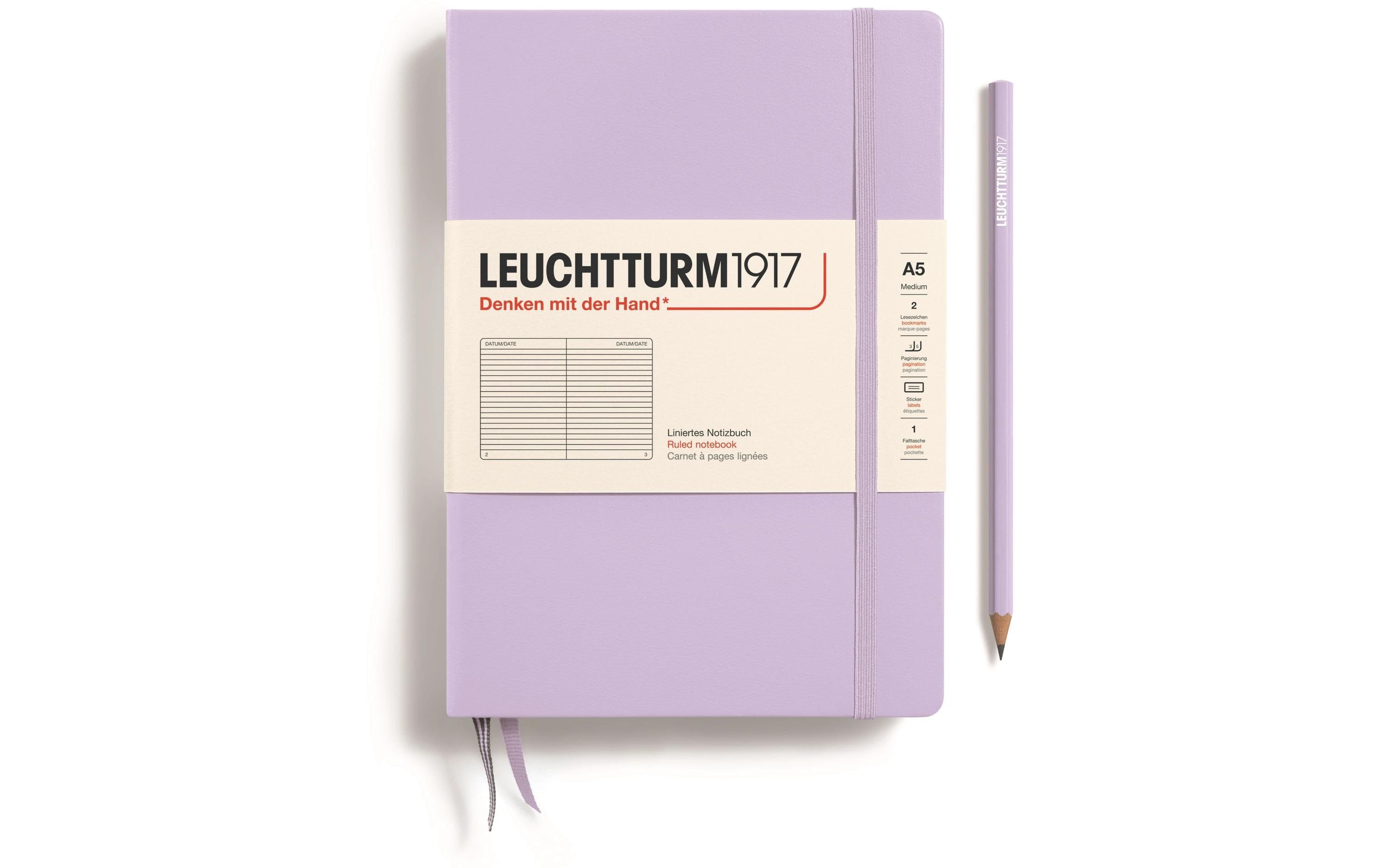 Leuchtturm Notizbuch Medium A5 liniert 251 Seiten, Farbe Lilac