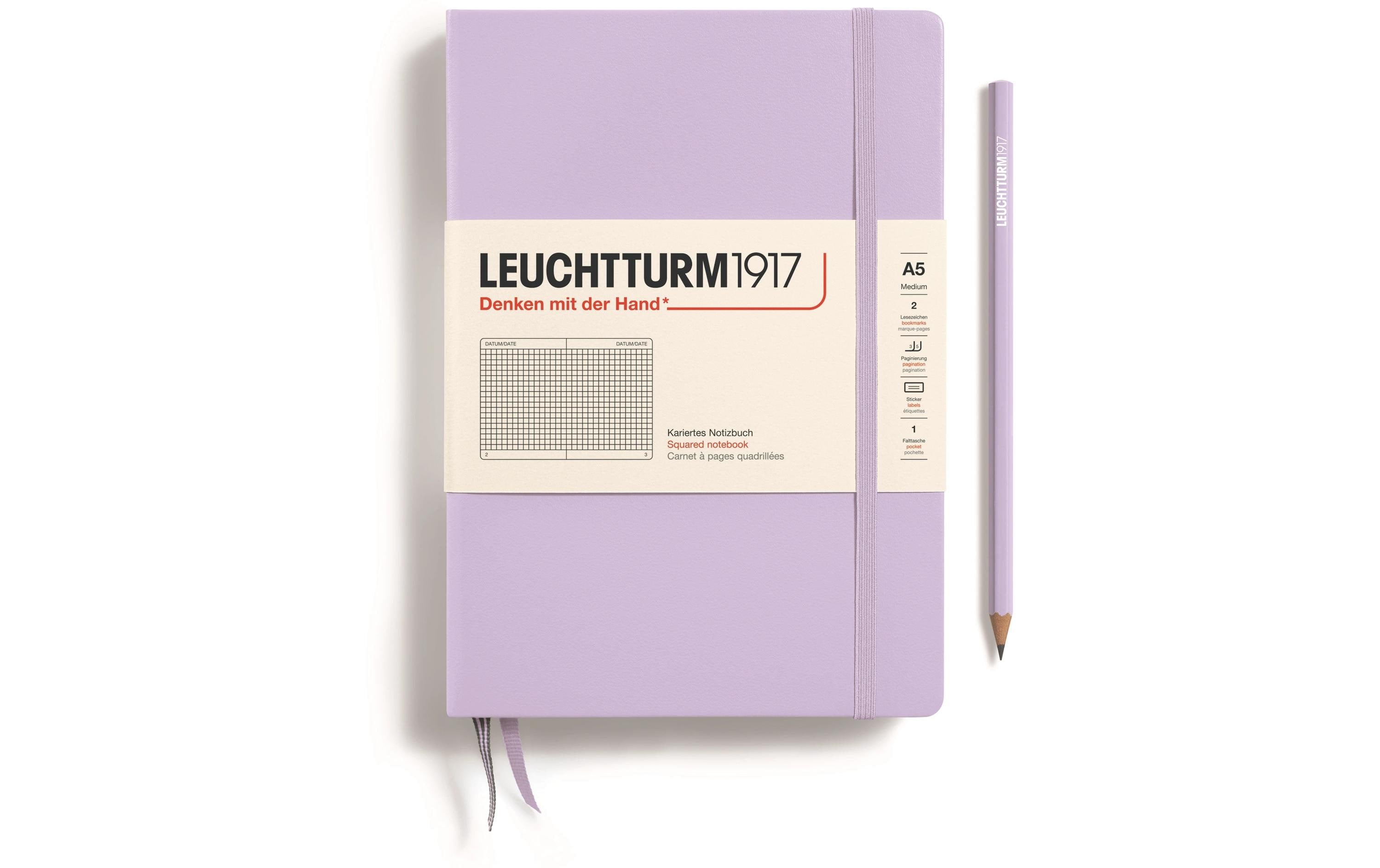 Leuchtturm Notizbuch Medium A5 kariert 251 Seiten, Farbe Lilac