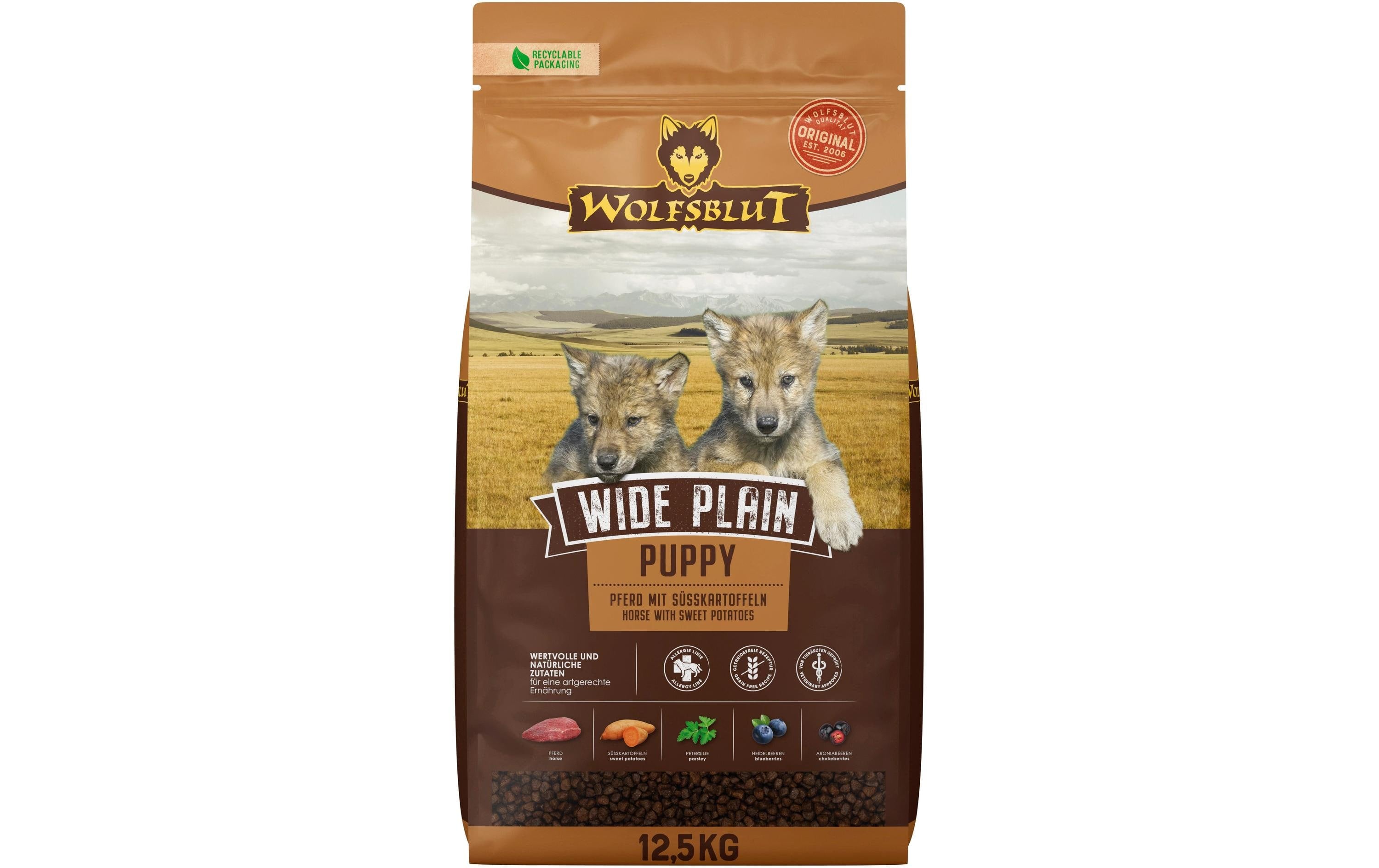 Wolfsblut Dog Wide Plain Puppy Pferd & Süsskart., 12.5kg