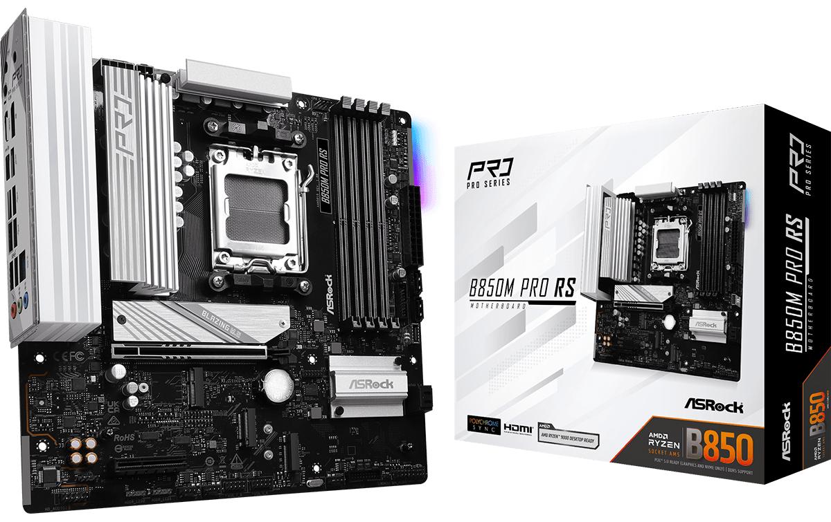 ASRock B850M PRO RS, mATX, AM5 AMD B850, AM5, 4x DDR5, PCIe 5.0