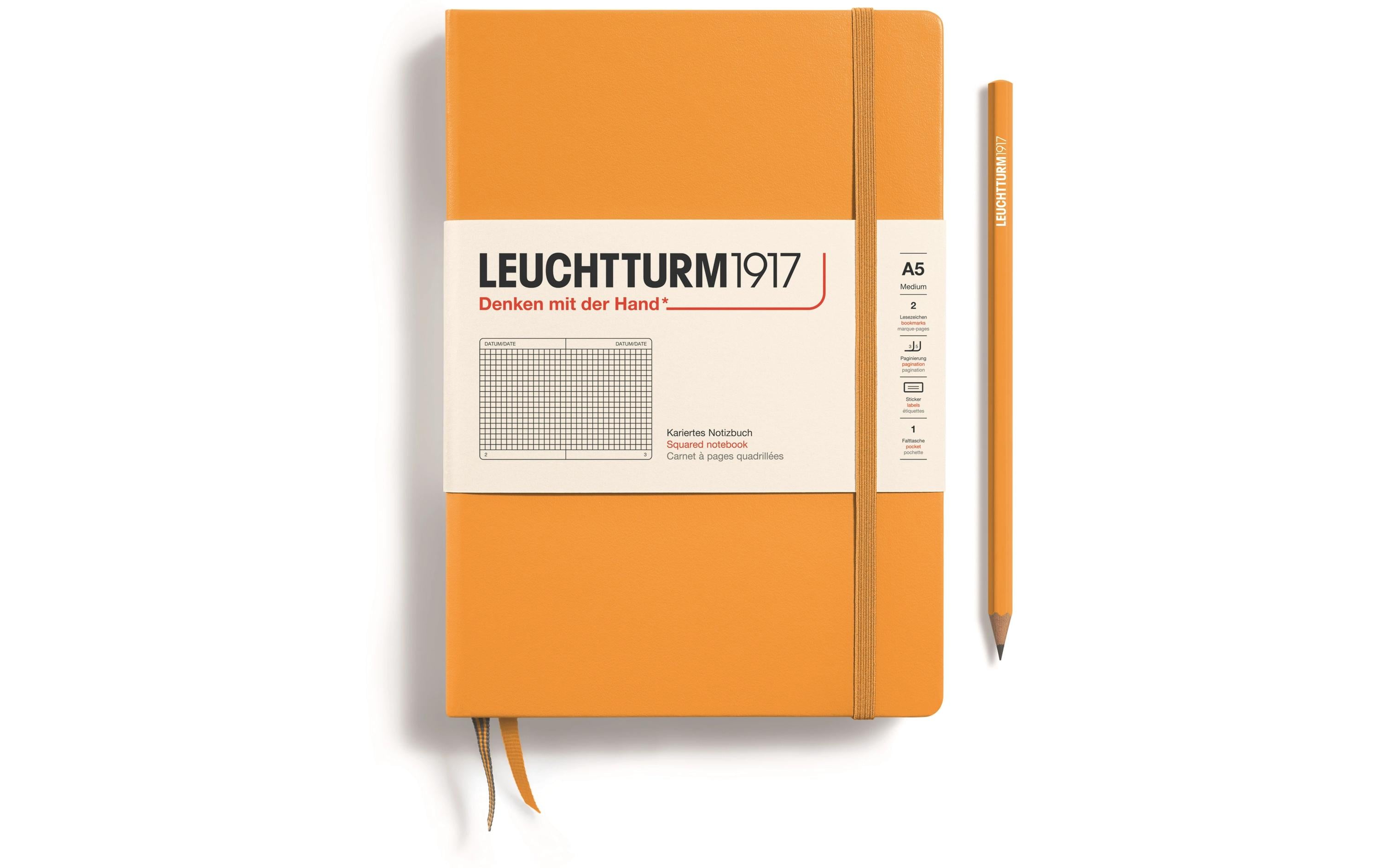 Leuchtturm Notizbuch Medium A5 kariert 251 Seiten, Farbe Rising Sun
