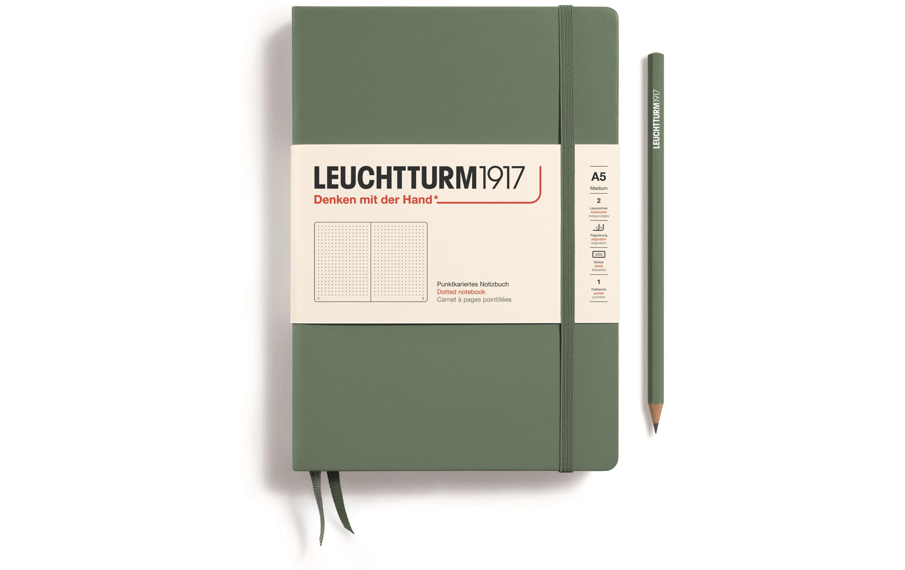 Leuchtturm Notizbuch Medium A5 dotted 251 Seiten, Farbe Olive