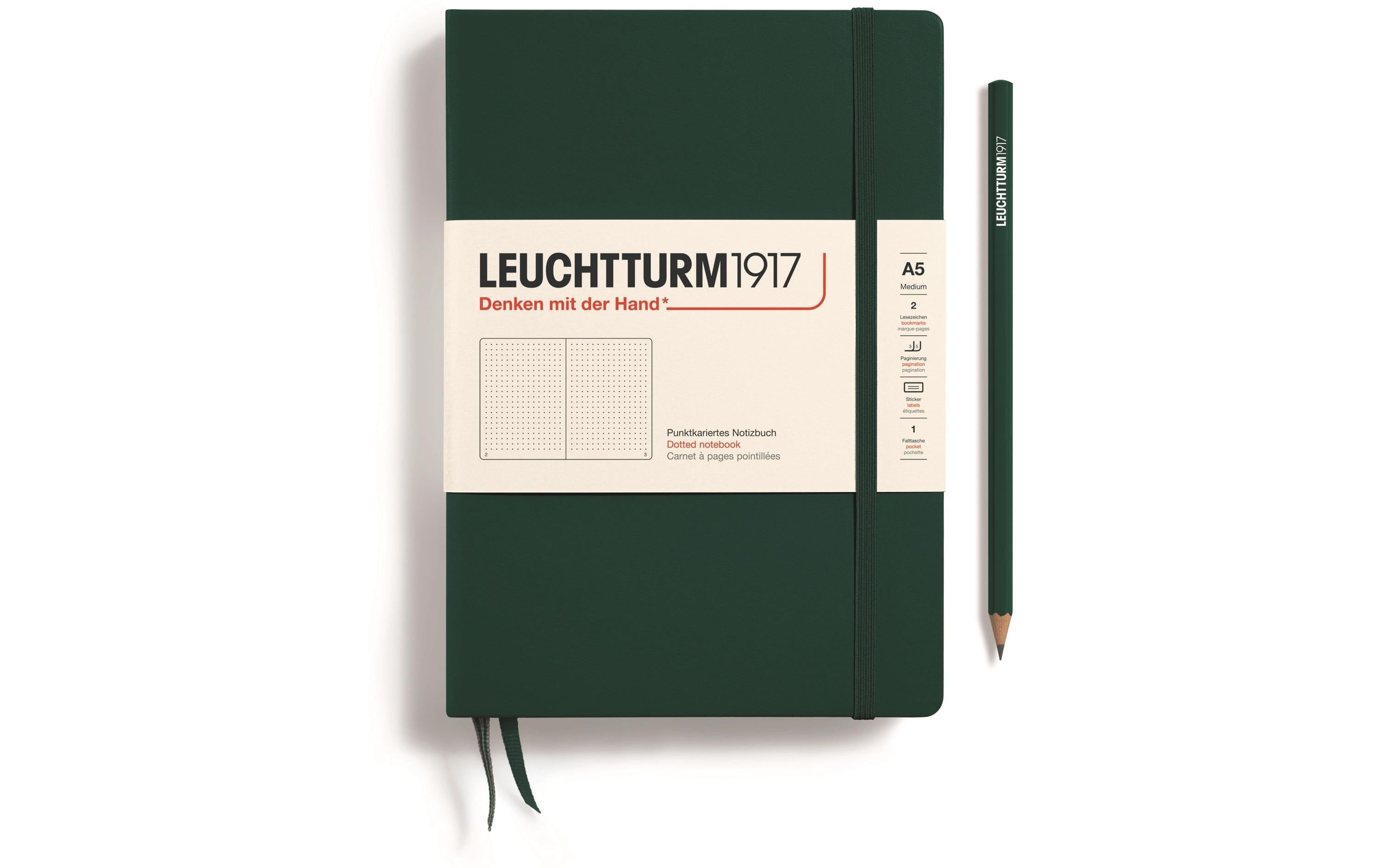 Leuchtturm Notizbuch Medium A5 dotted 251 Seiten, Farbe Forest Green