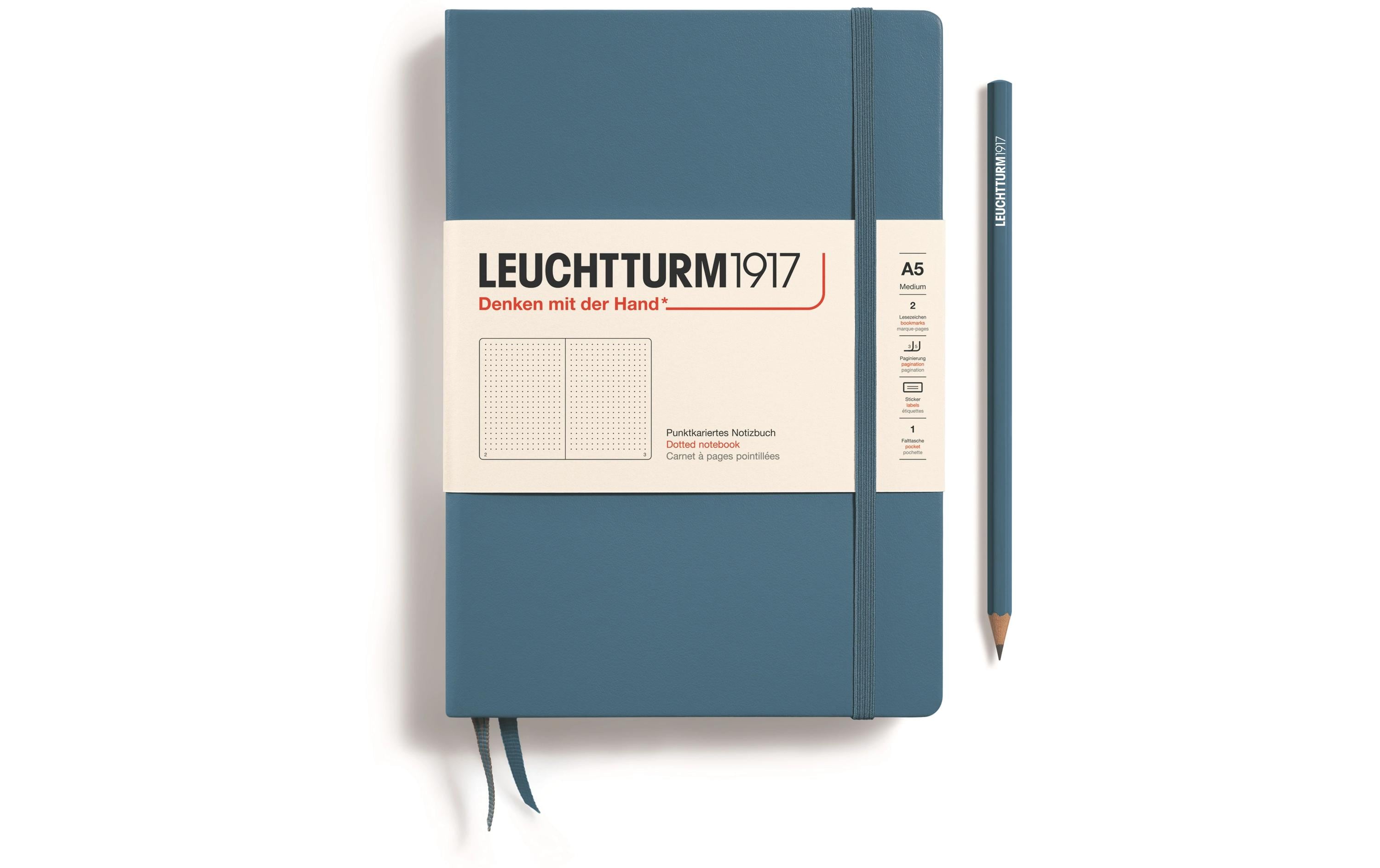 Leuchtturm Notizbuch Medium A5 dotted 251 Seiten, Farbe Stone Blue