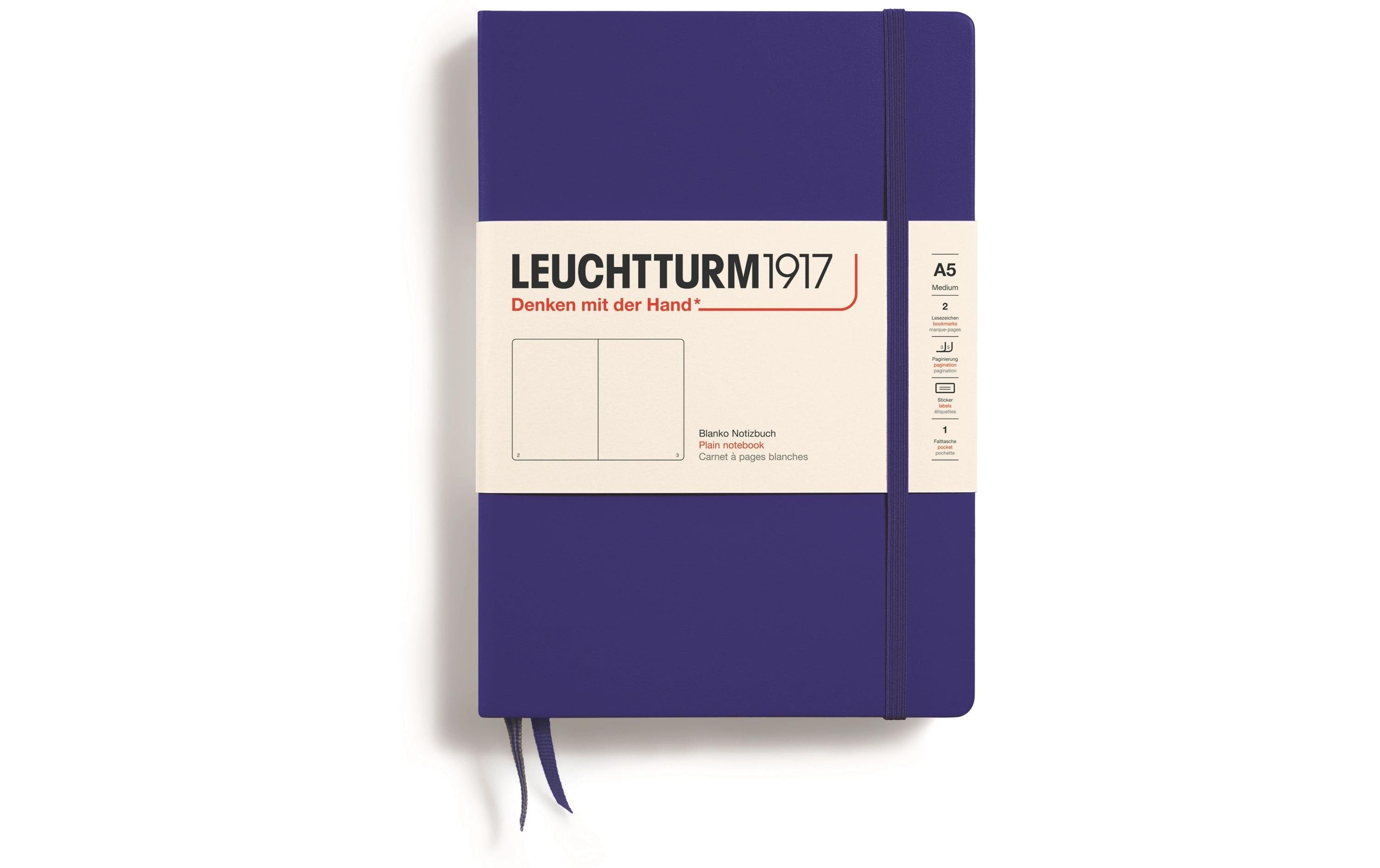 Leuchtturm Notizbuch Medium A5 blanko 251 Seiten, Farbe Ink