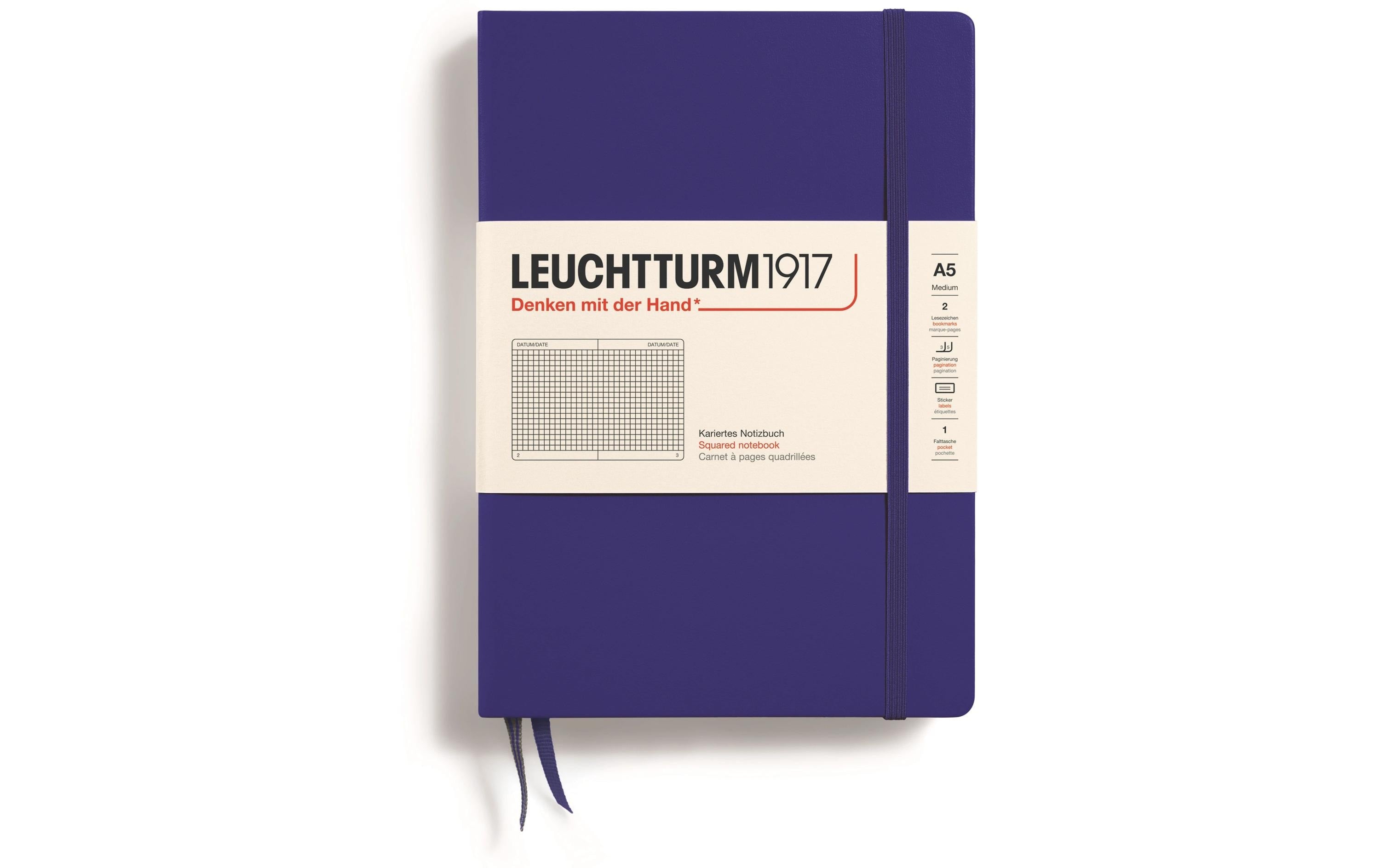 Leuchtturm Notizbuch Medium A5 kariert 251 Seiten, Farbe Ink
