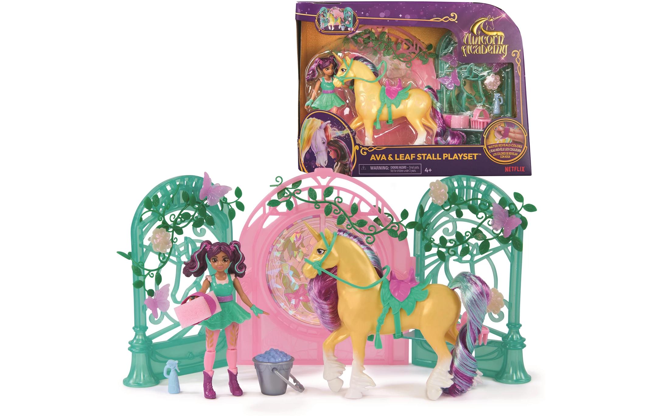 Ava & Leaf Stall-Set Small Doll & Unicorn