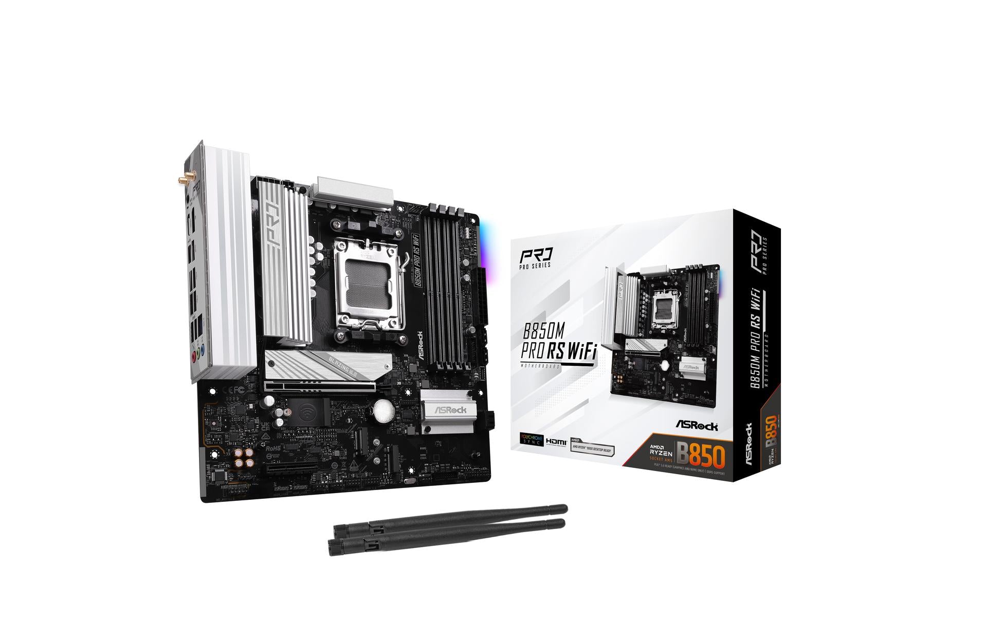 ASRock B850M PRO RS WIFI, mATX, AM5 AMD B850, AM5, 4x DDR5, PCIe 5.0