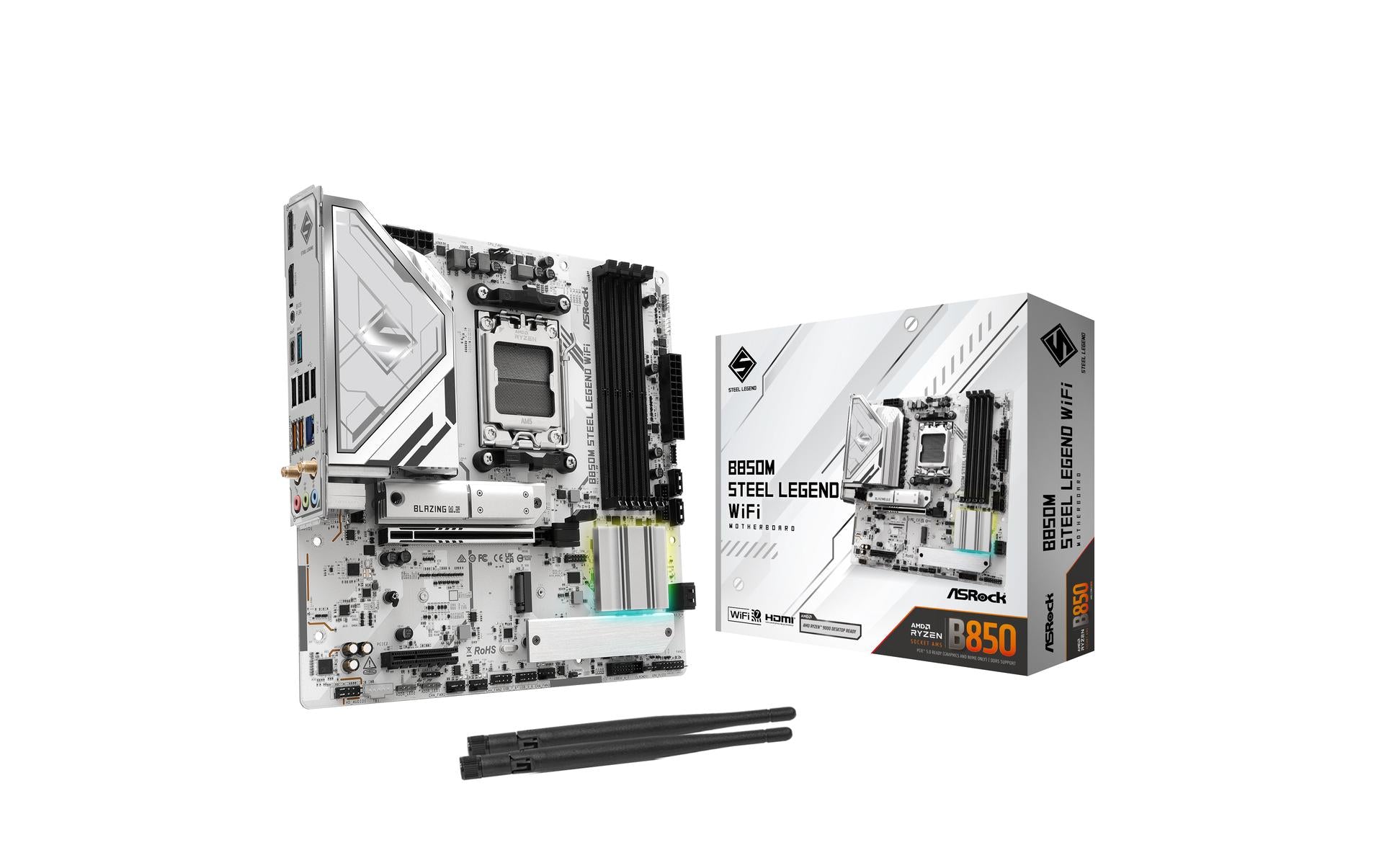 ASRock B850M STEEL LEGEND WIFI, mATX, AM5 AMD B850, AM5, 4x DDR5, PCIe 5.0