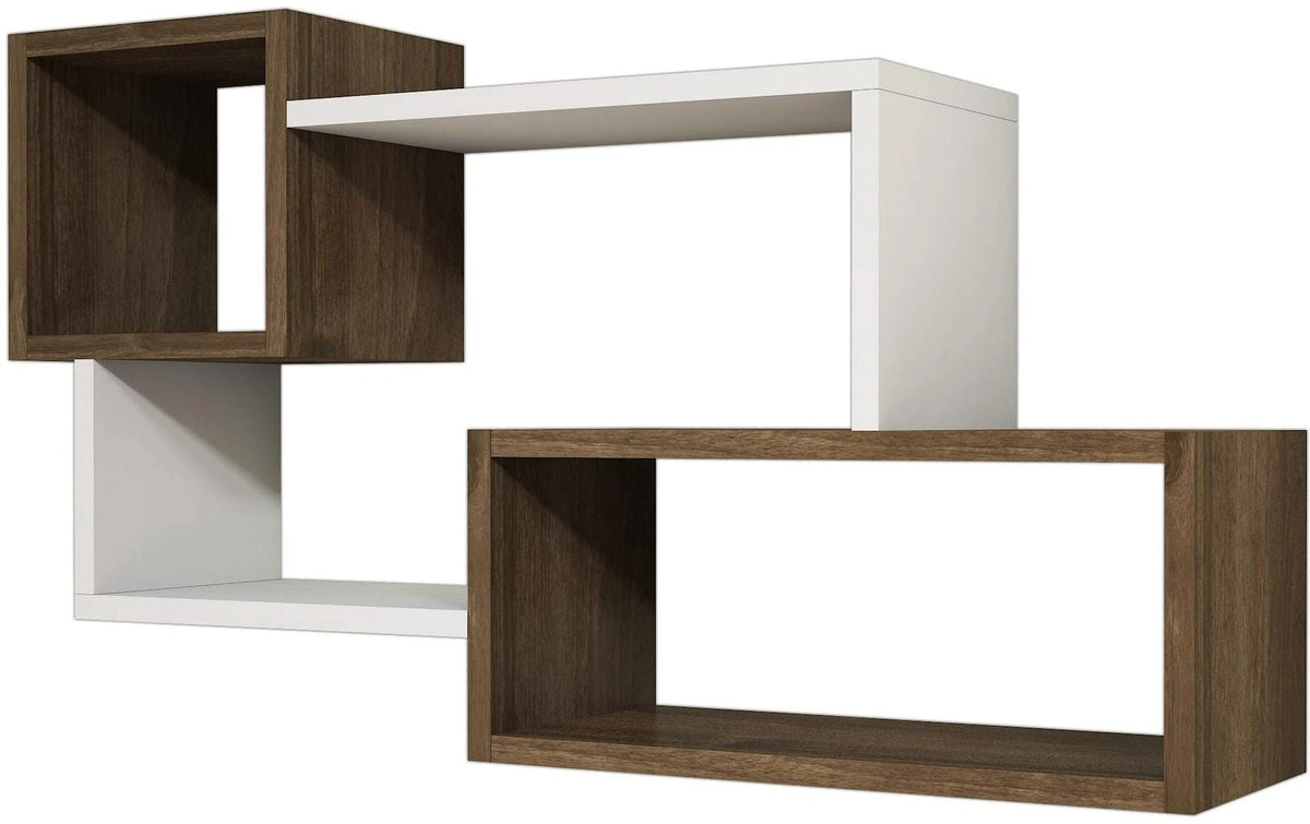 Woody Fashion Wandregal Afro Span melaminbeschichtet, Weiss/Nussb.