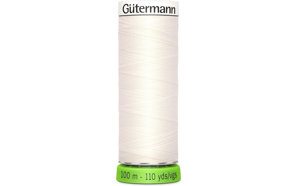 Gütermann Nähfaden rPET, rohweiss Spule 100 m, Nr. 100, 100 % PES recy.