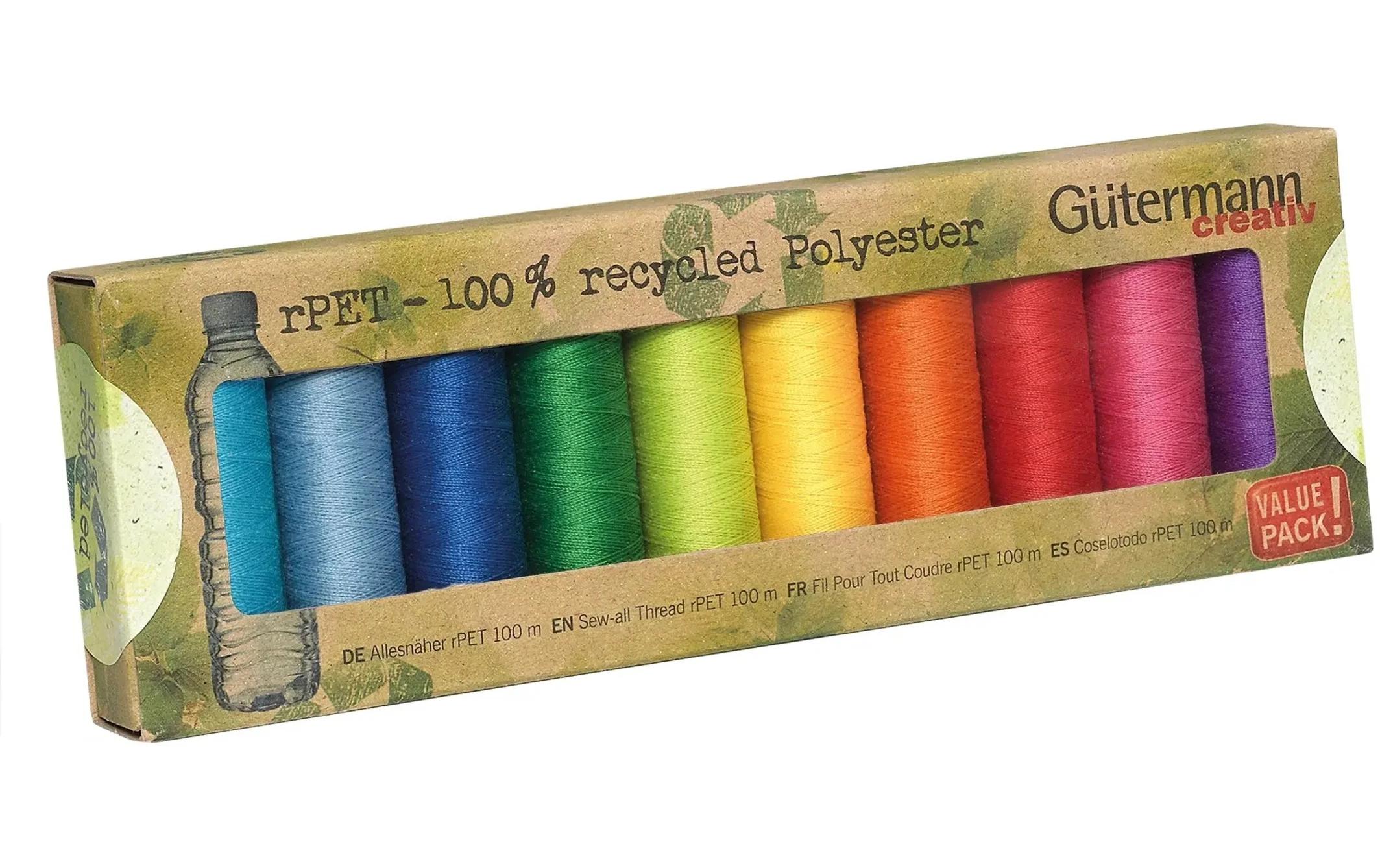 Gütermann Nähfaden-Set Allesnäher rPET Spule 100 m, 10 Stk., 100 % PES recy.