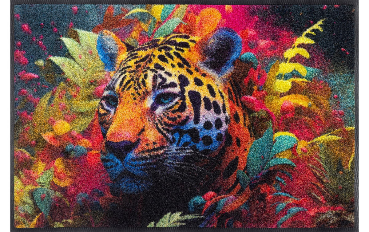 Wash+Dry Fussmatte Leopy McLeopard 50x75 cm, Flor Polyamid, Anti-Rutsch