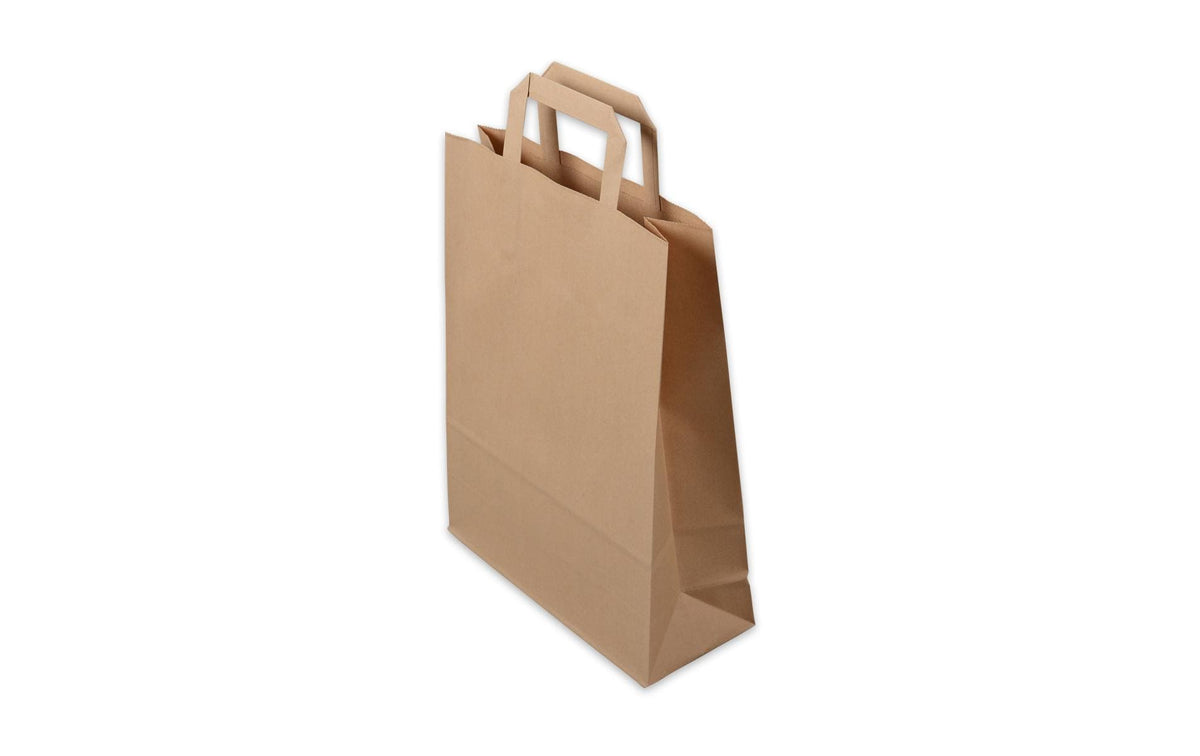 Elco Papiertasche mit Flachhenkel, 50 Stk 26 x 10 x 33 cm, Papier 90 g/m², braun FSC