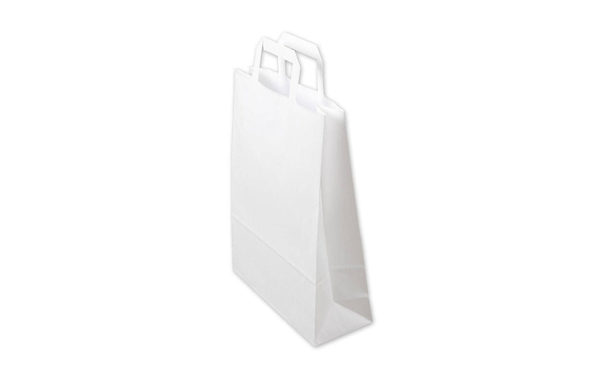 Elco Papiertasche mit Flachhenkel, 50 Stk 26 x 10 x 33 cm, Papier 90 g/m², weiss FSC