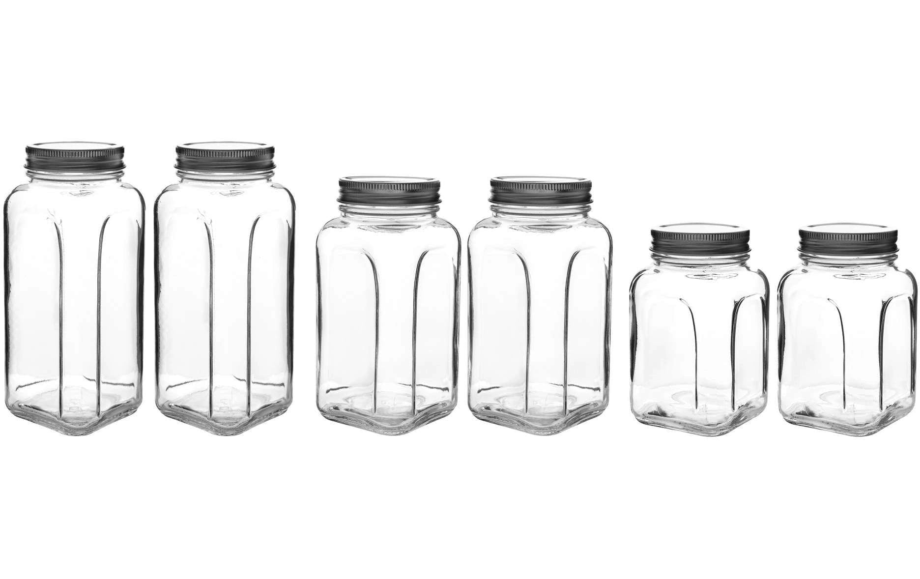 Hermia Vorratsgläser-Set 6 Stück, je 2x 660/820/980ml, Glas
