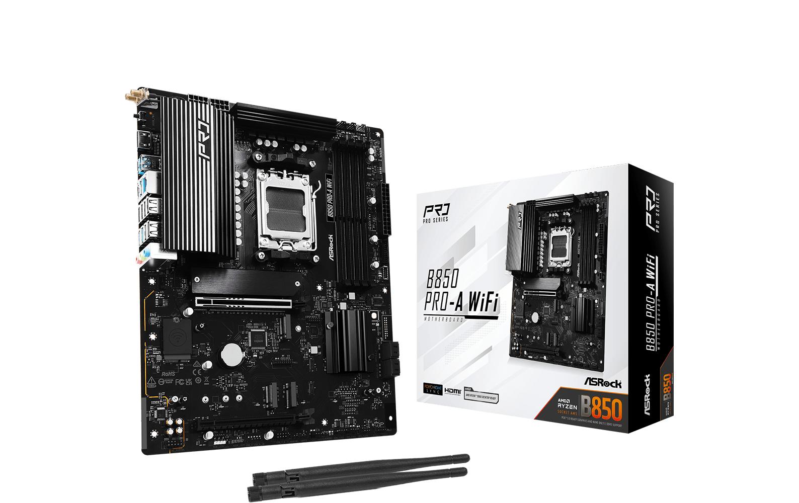 ASRock B850 PRO-A WIFI, ATX, AM5 AMD B850, AM5, 4x DDR5, PCIe 5.0