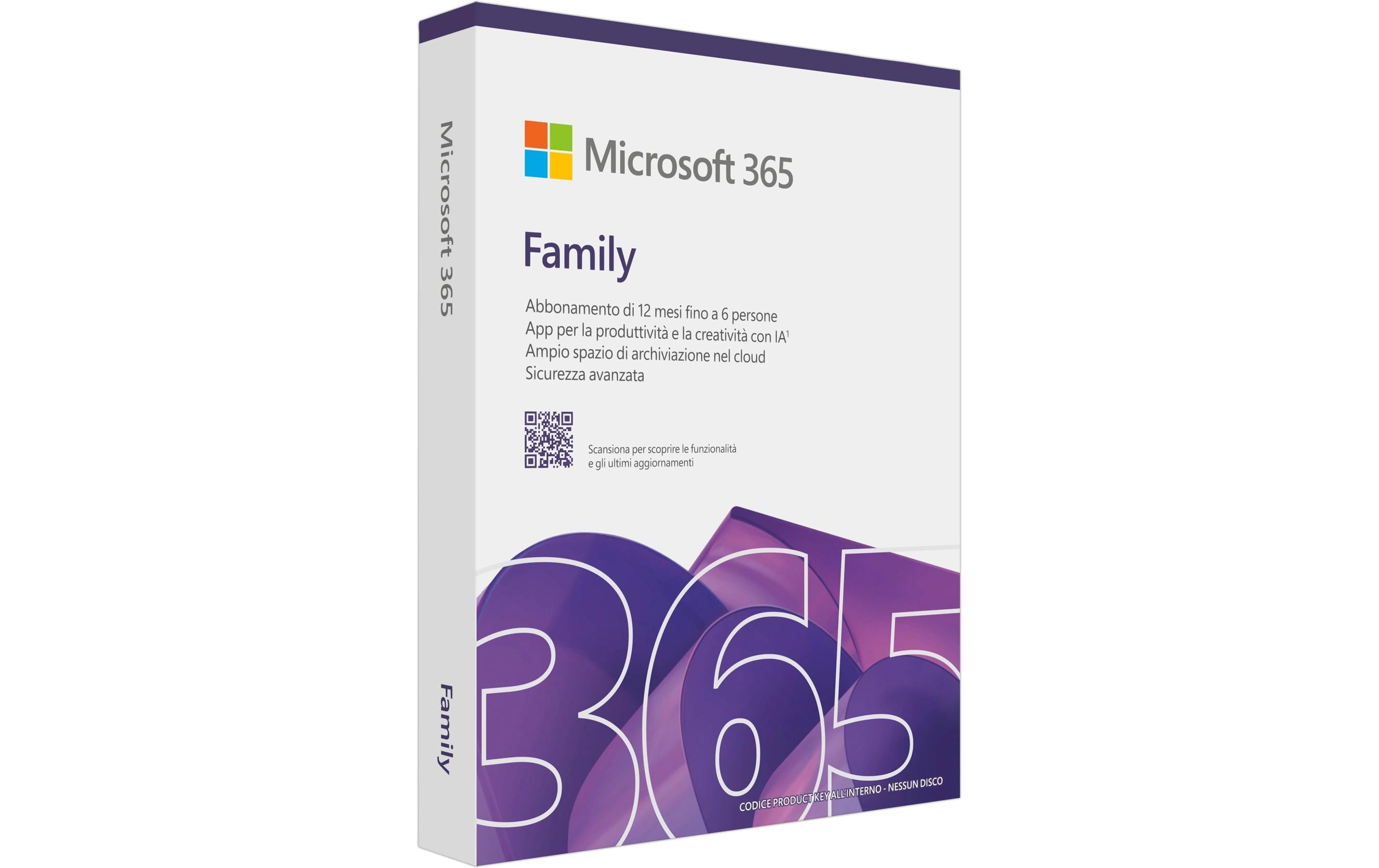 Microsoft 365 Family 6 User Box, Miete, Jahreslizenz, italienisch