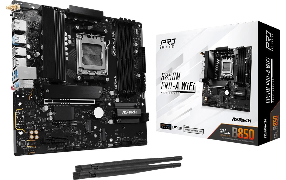 ASRock B850M PRO-A WIFI, mATX, AM5 AMD B850, AM5, 4x DDR5, PCIe 5.0