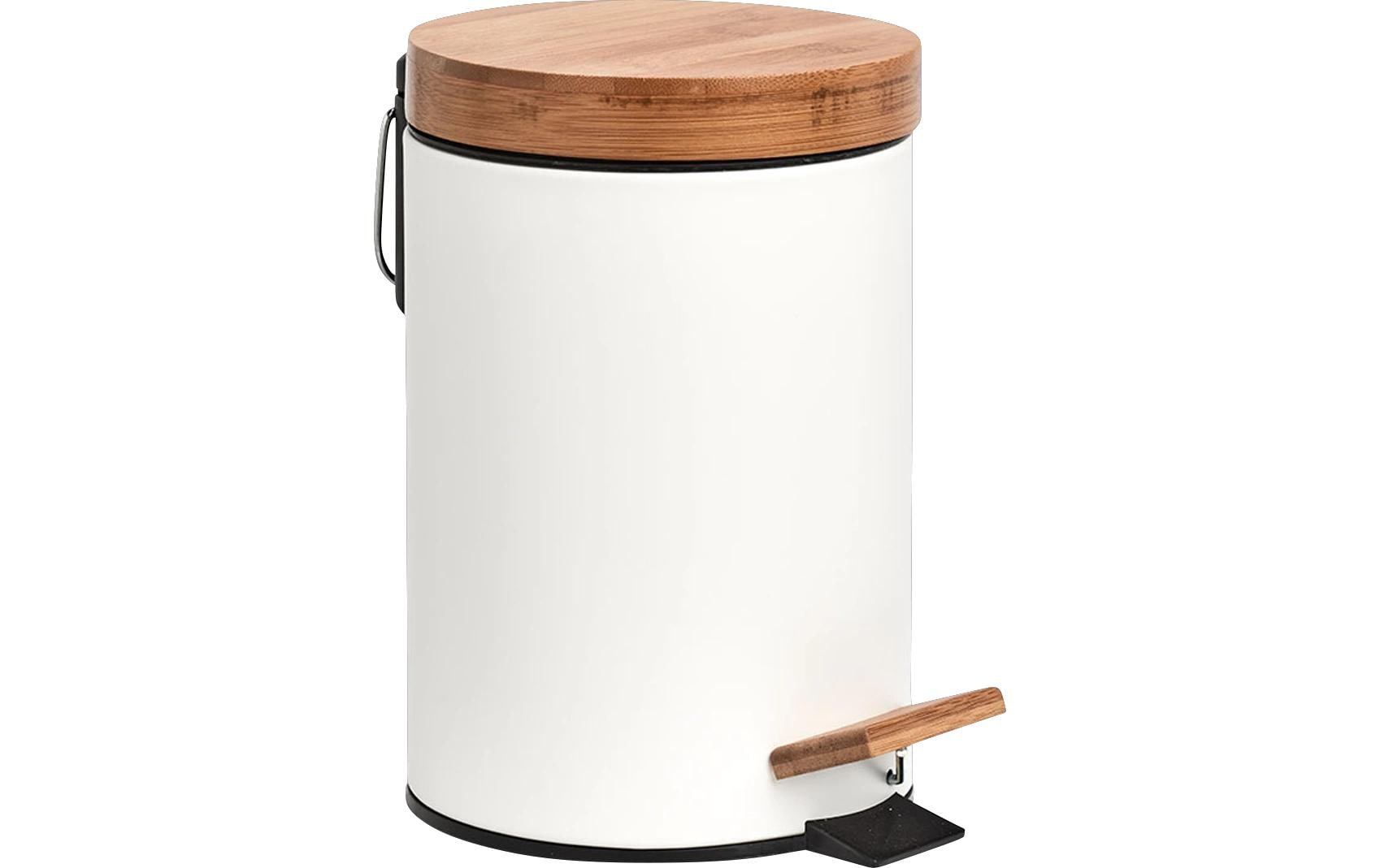 Zeller Present Treteimer Bamboo Metall/Bambus, 3 Liter, Weiss