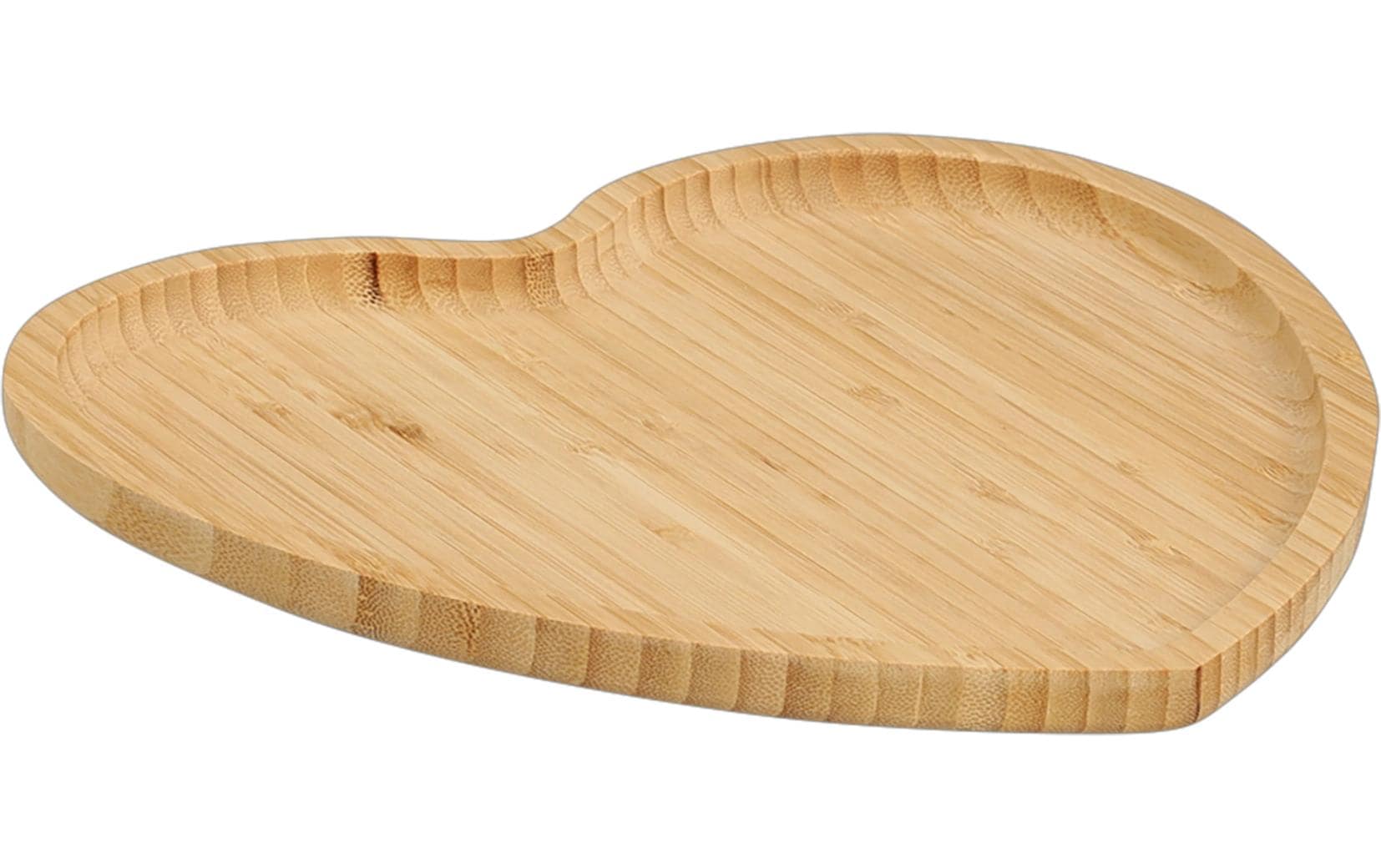 Zeller Present Serviertablett Herz Bambus, 27x25cm