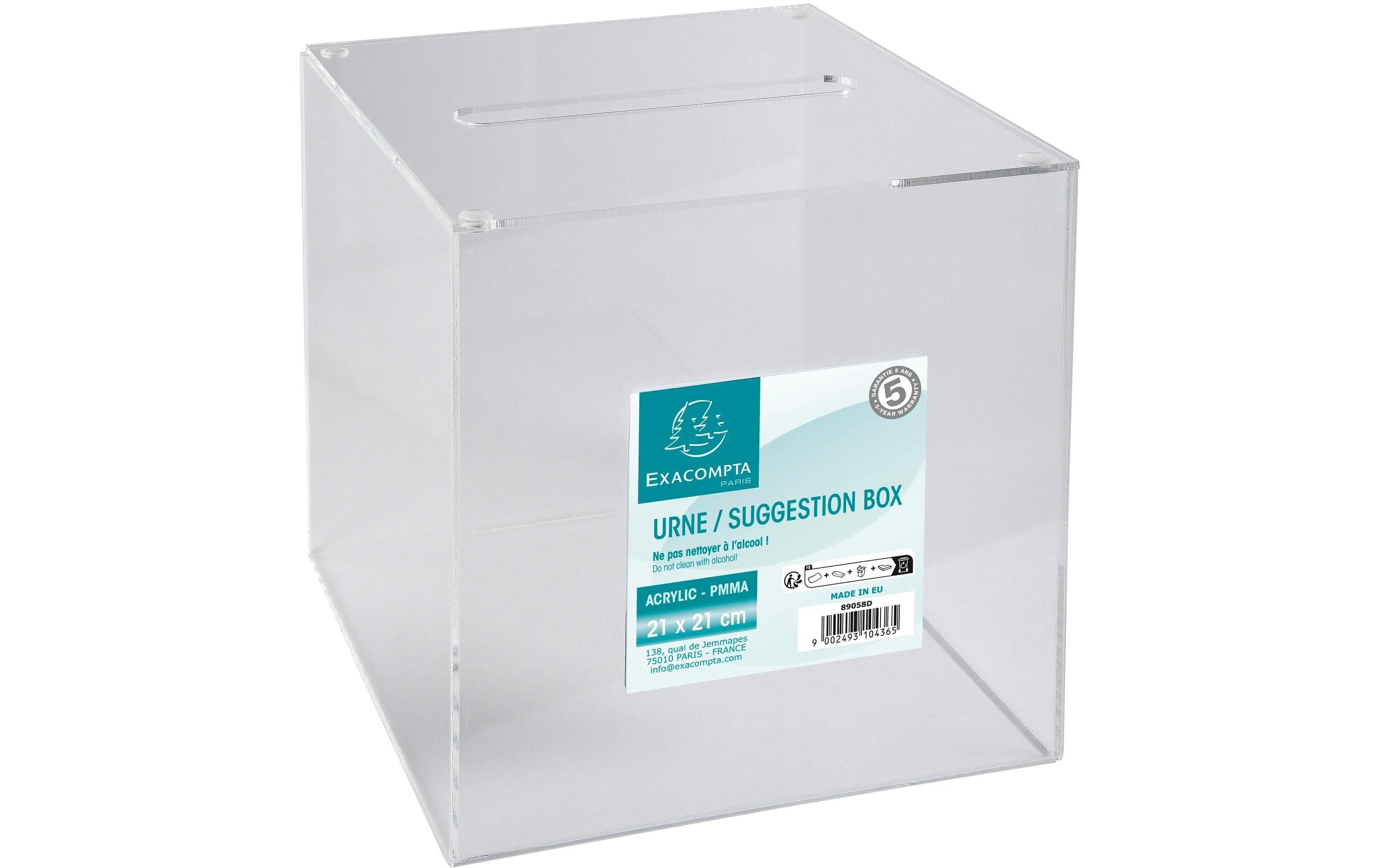 Exacompta Einwurfbox Acryl 21cm abnhembarer Deckel, Acryl