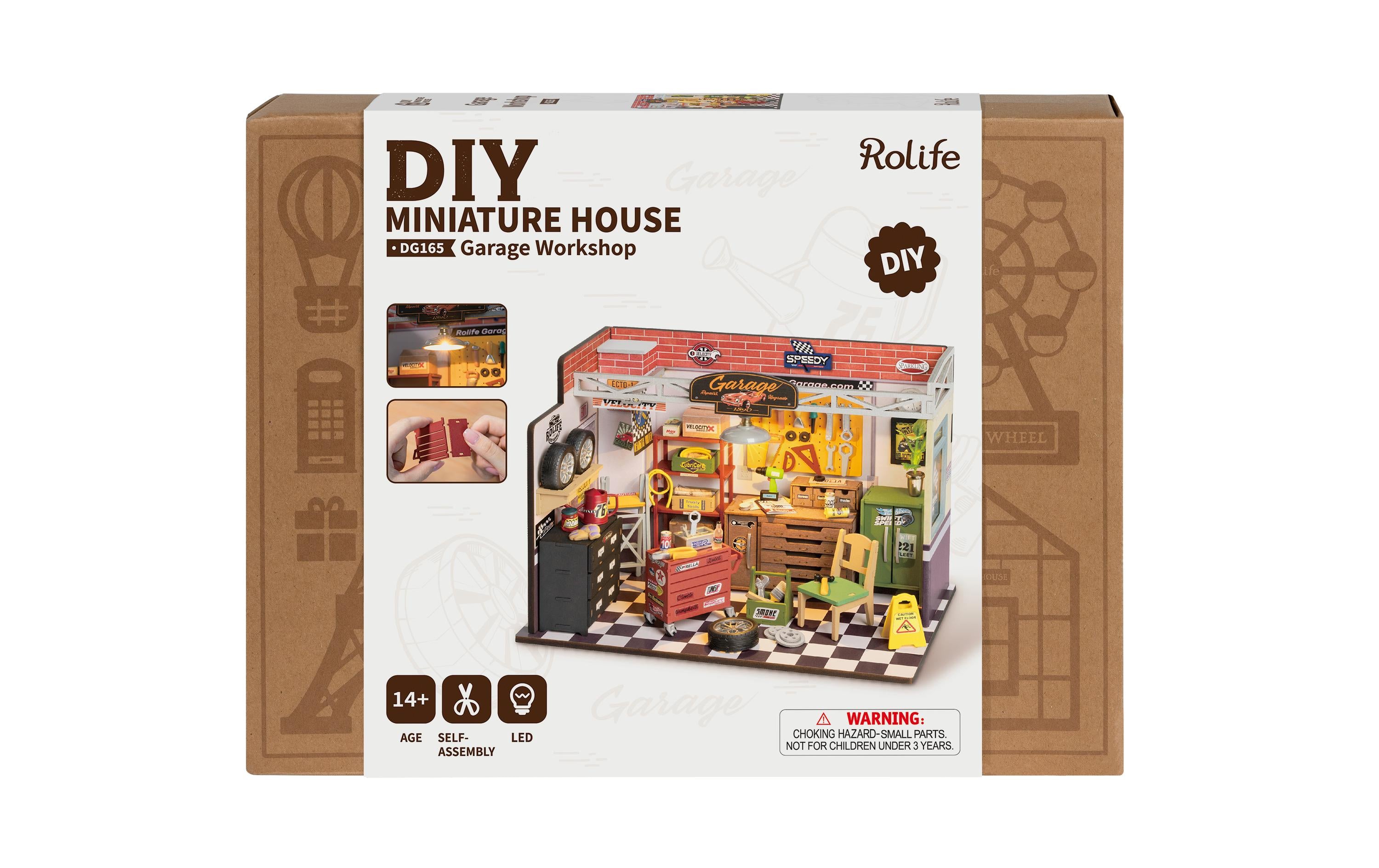 Robotime Garage Workshop 3D-Puzzle aus lasergeschnittenen Holzteilen