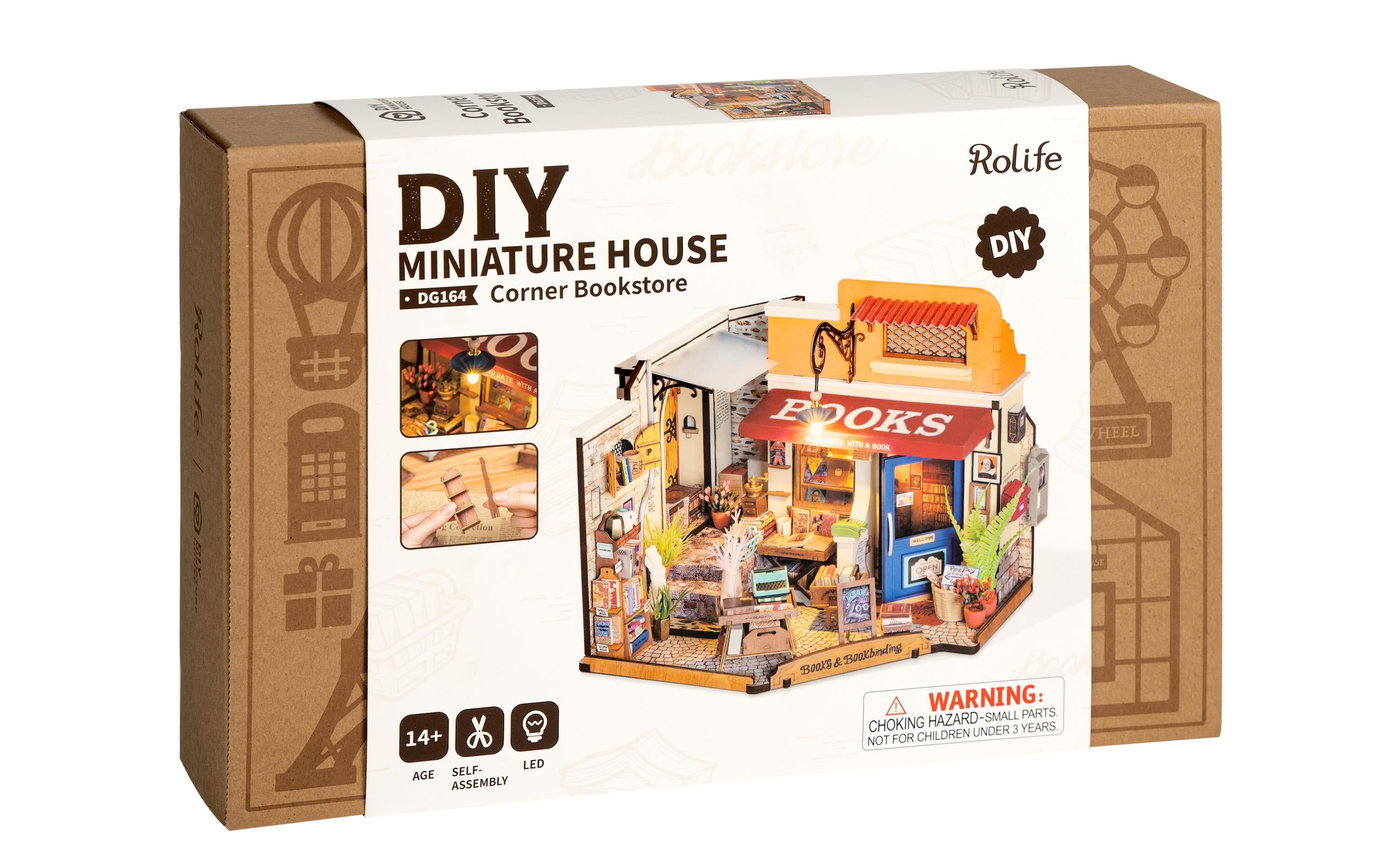 Robotime Corner Bookstore 3D-Puzzle aus lasergeschnittenen Holzteilen