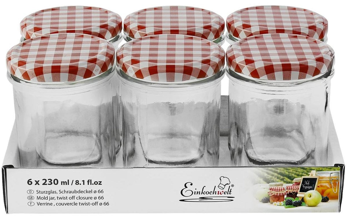 Einkochwelt Einmachglas 6 Stück, 230 ml, D: 66 mm