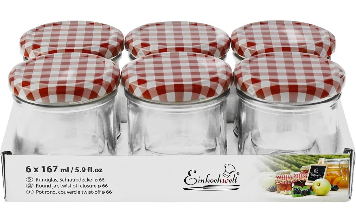 Einkochwelt Einmachglas 6 Stück, 167 ml, D: 66 mm