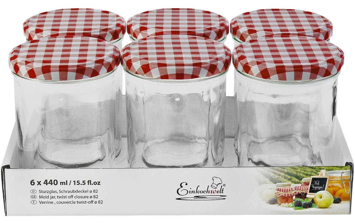 Einkochwelt Einmachglas 6 Stück, 440 ml, D: 82 mm