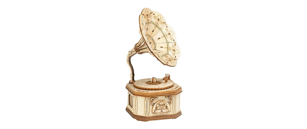 Robotime Gramophone 3D-Puzzle aus lasergeschnittenen Holzteilen