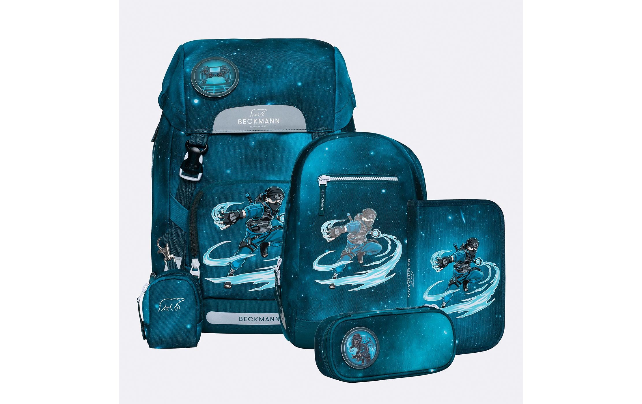 Beckmann Schulrucksack Classic Set Ninja Master, 6-teilig