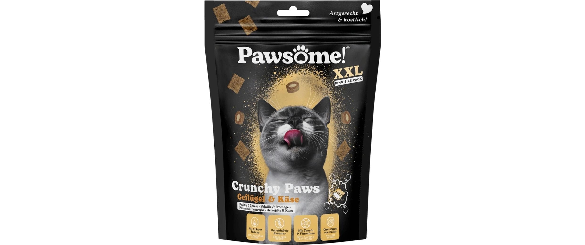 Pawsome Cat Crunchy Paws Huhn + Käse 150g