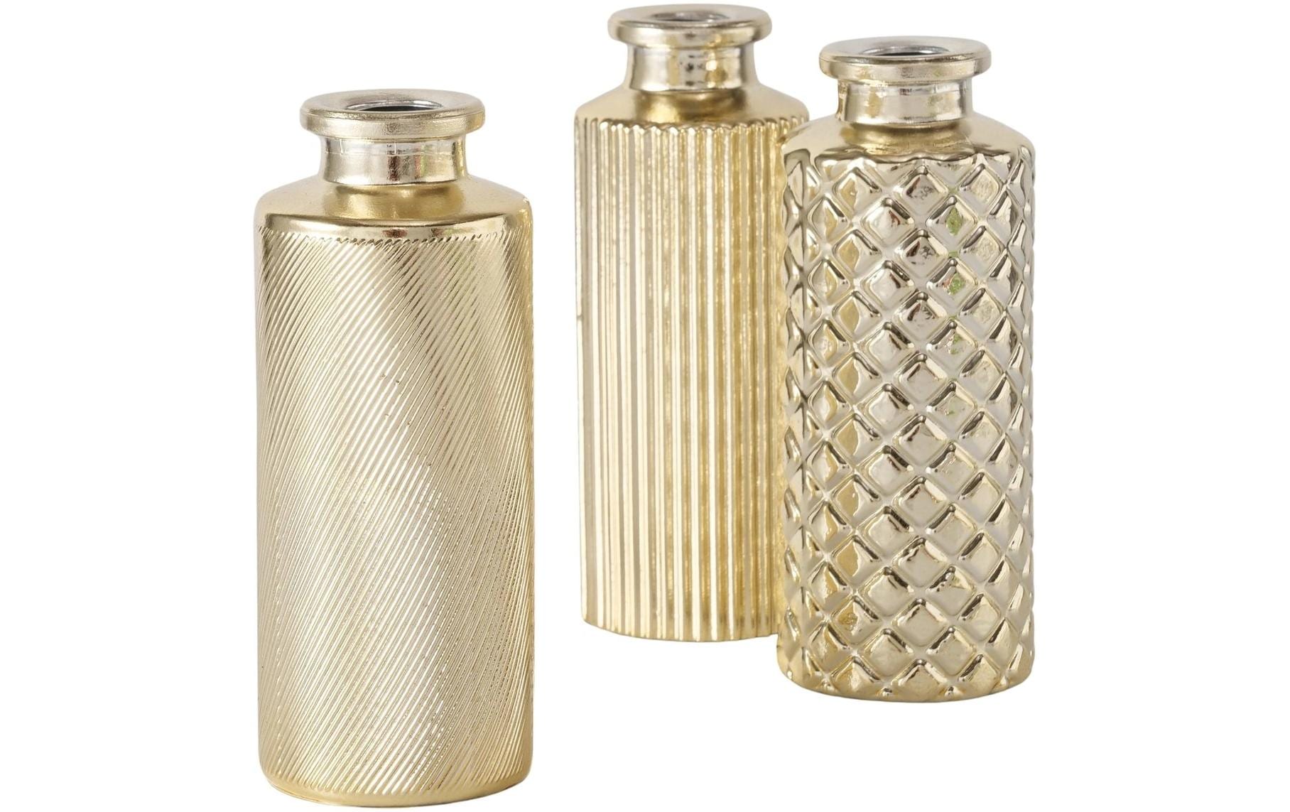 Boltze Vase Adore 1 Stück assortiert H 13 cm, Glas, Gold