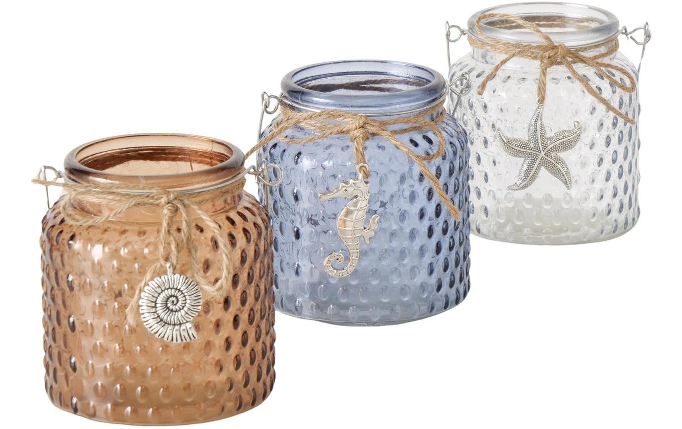 Boltze Windlicht Marano 1 Stück, Assortiert Blau/Beige oder Weiss