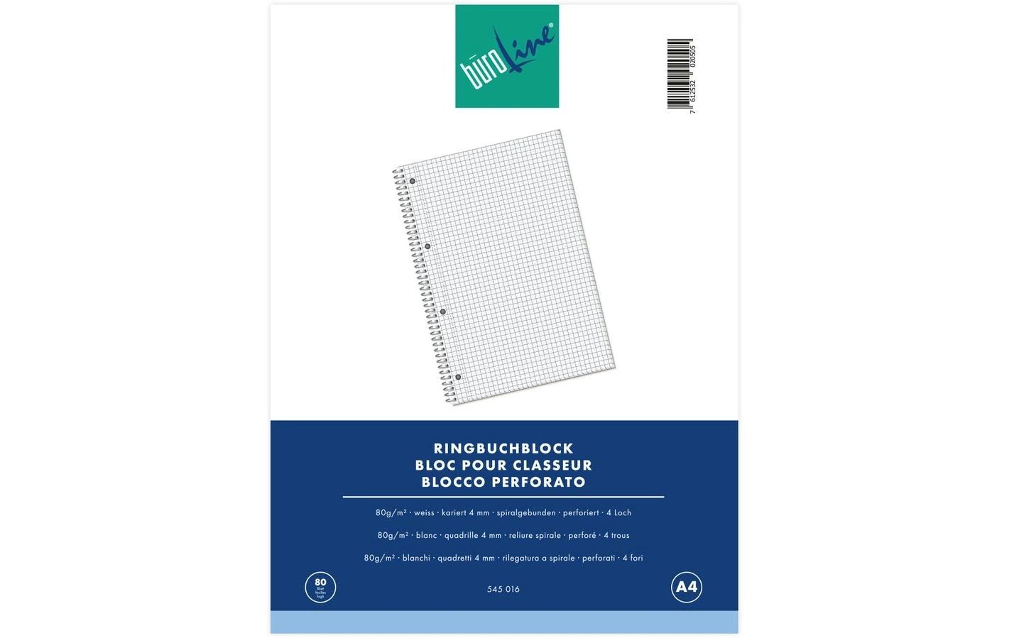 BüroLine Collegeblock A4, 4 mm kariert, ohne Rand